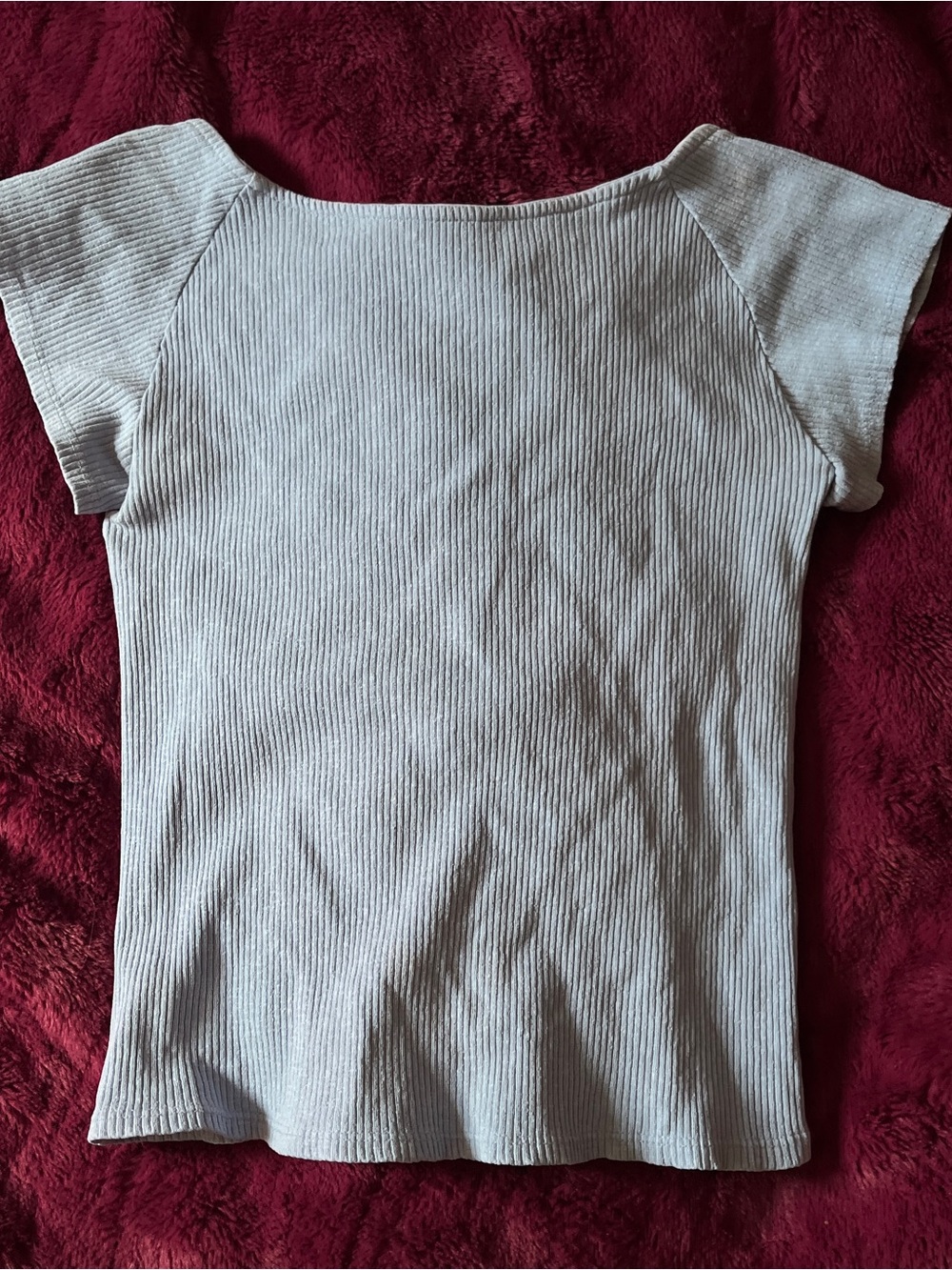aerie Light Blue Ribbed Short Sleeve Backless Tee